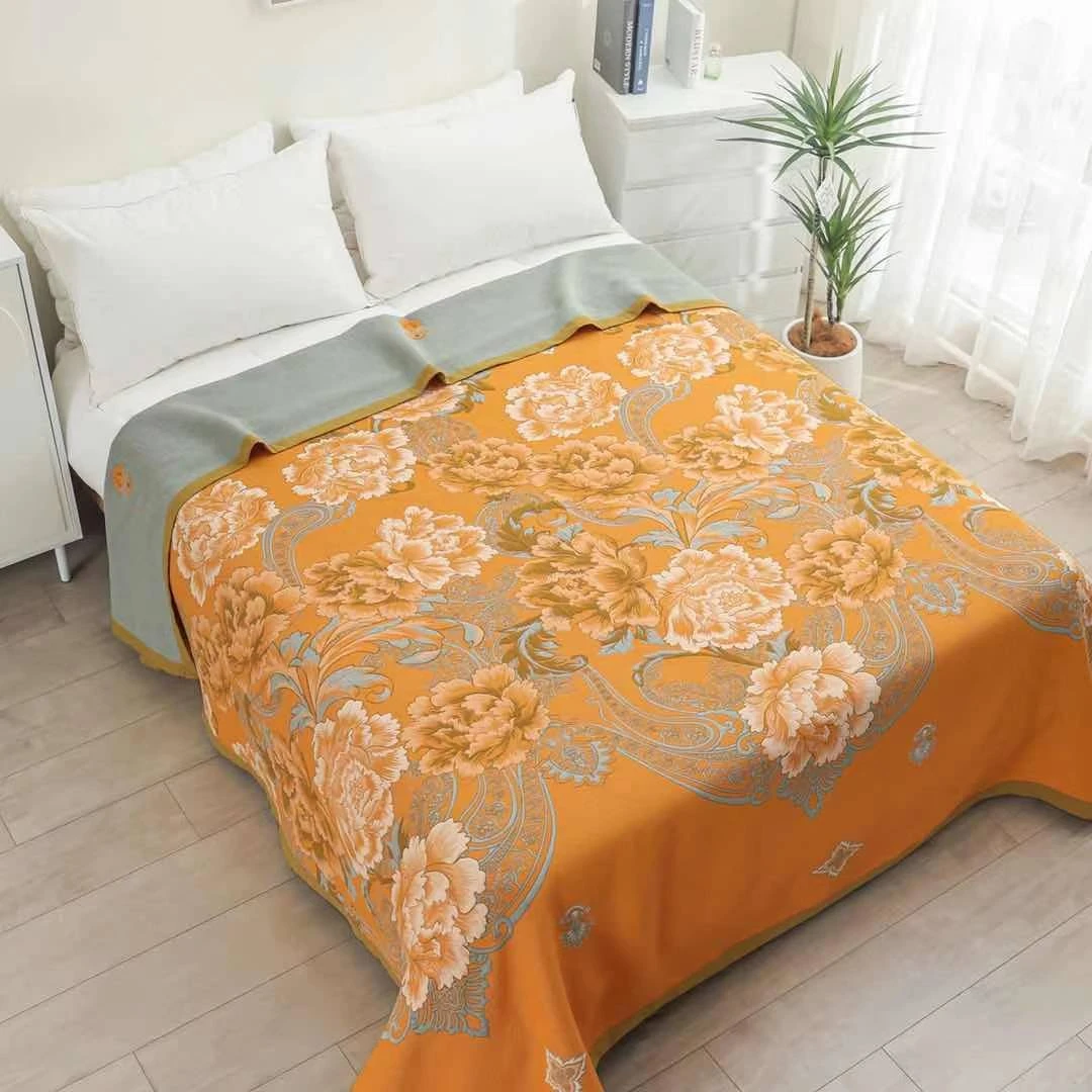 花韵黄 2.3*2.5米 抗菌床品 床盖四季通用 加大款 高端恒温毯