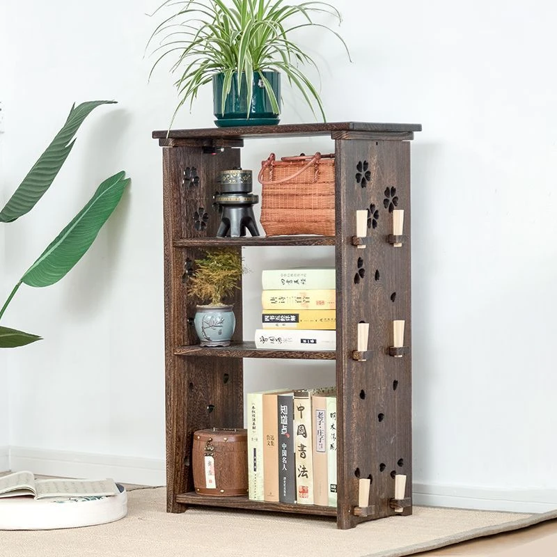 实木中式博古架挂墙茶杯架仿古多宝阁壁挂式置物架茶具摆架展示架