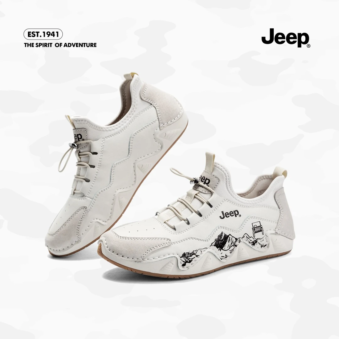 JEEP/吉普阿甘鞋女2023春季新款平底一脚蹬运动免系带小白德训鞋