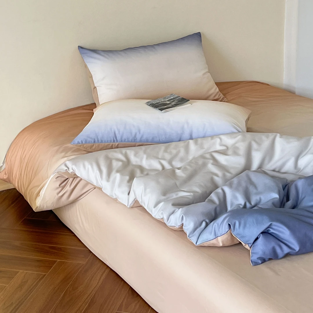 日落 100支(50*50) 磨毛设计师款数码印花舒适纯棉裸睡床品套件