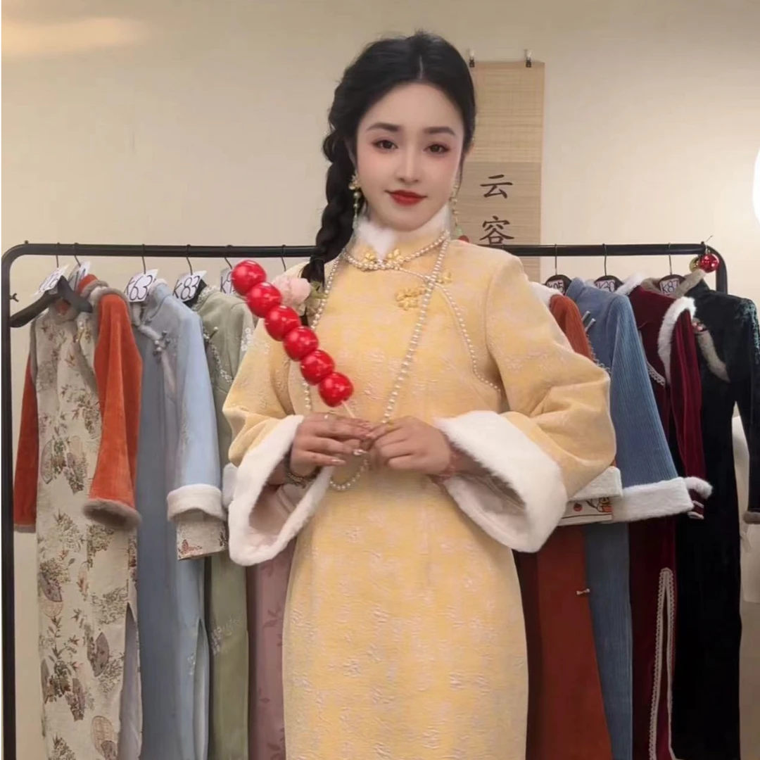 《K106》新中式旗袍新款2024冬季高端新款显瘦气质旗袍时尚日常