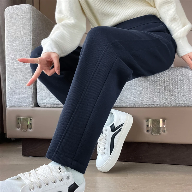 加绒哈伦裤女秋冬显瘦小个子加厚九分裤休闲运动卫裤老爹裤萝卜裤