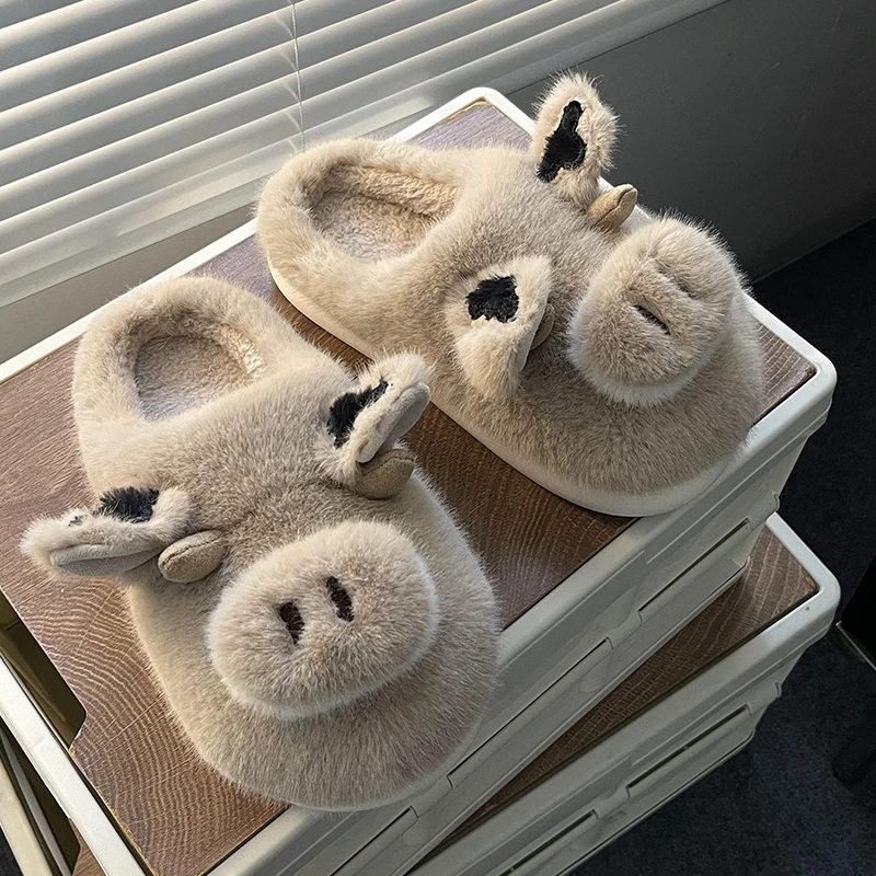 卡通棉拖女款冬季室内家用防滑可爱搞怪丑萌毛毛拖学生保暖棉拖鞋