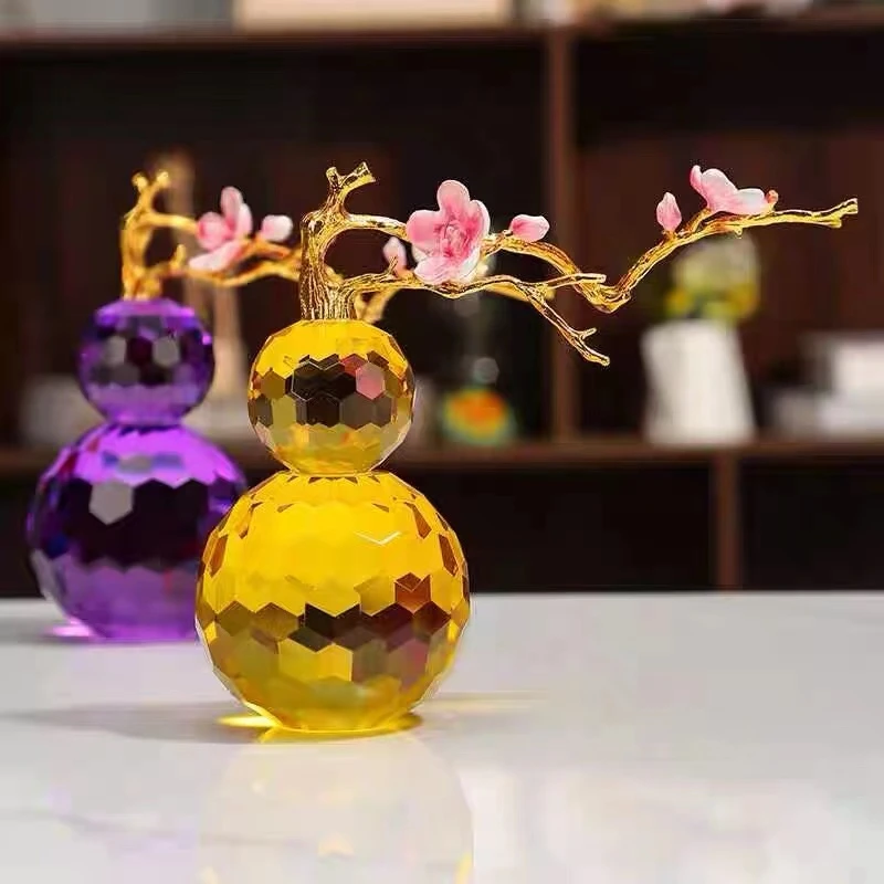 金色中式水晶葫芦轻奢摆件客厅酒柜桌面装饰品