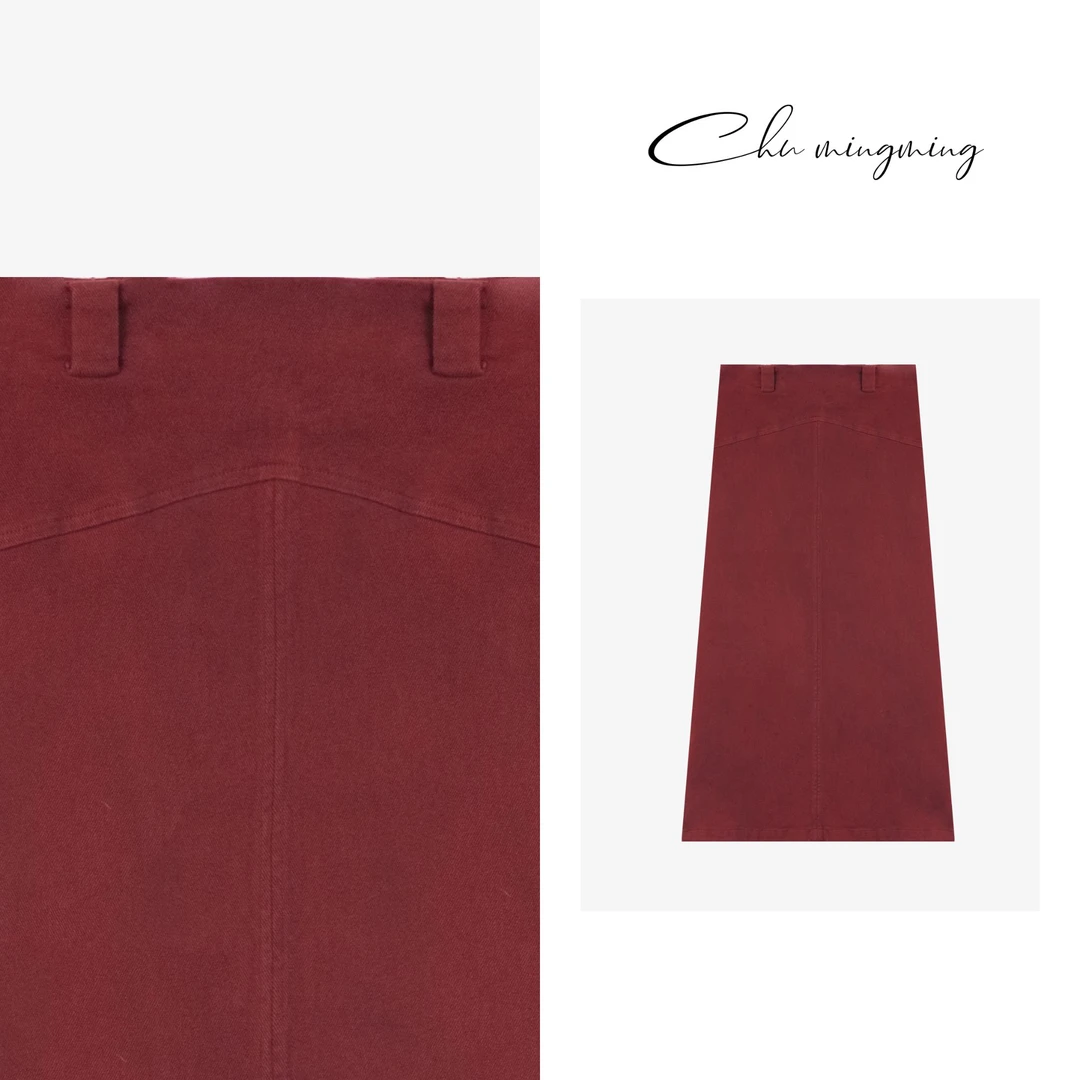 【CHU/2024SSNEW】原创设计《火焰》时尚女士休闲修身红半裙FF1063