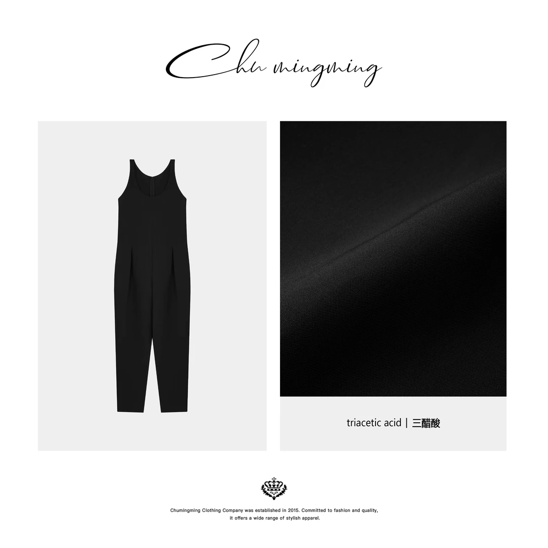 【CHU/2024SSNEW】原创设计素色休闲时尚宽松吊带连体裤LH110678