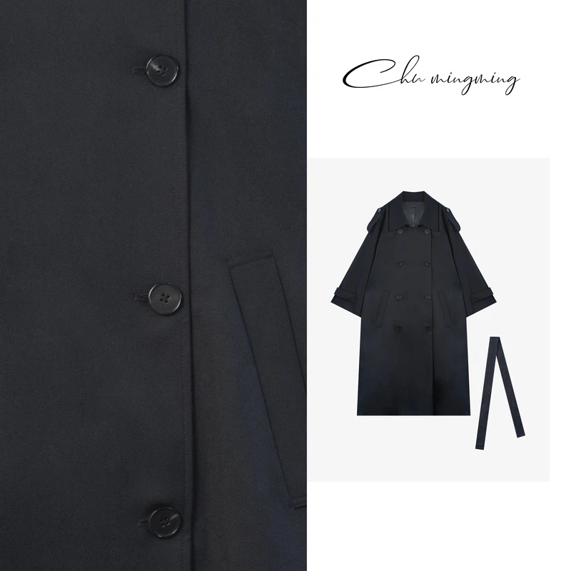 【CHU/2024SSNEW】原创设计 《通幽》时尚气质经典素色溜肩风衣WW48