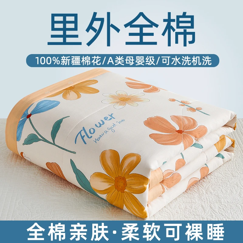 新疆棉棉被全棉纯棉小清新印花棉花夏被夏凉被被子被芯薄款空调被