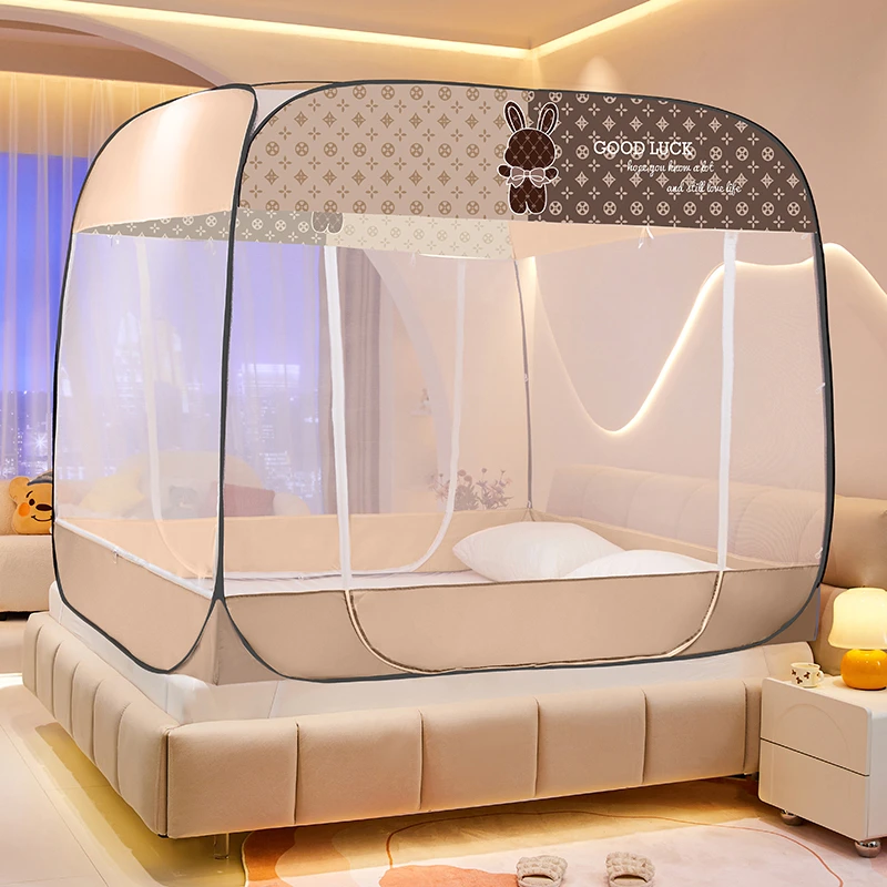 免安装蚊帐防摔蒙古包家用卧室可折叠1.5米宽三开门1.8米x2米防蚊
