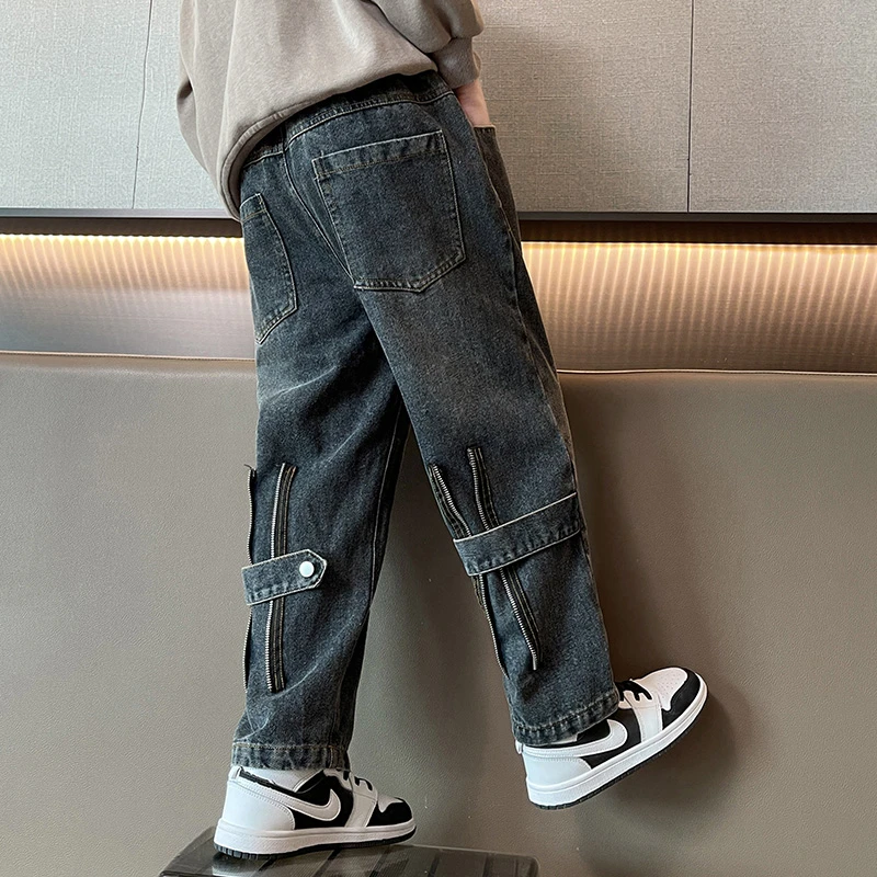 男童春秋款牛仔裤儿童2024新款中大童秋装长裤男孩炸街帅气潮韩版
