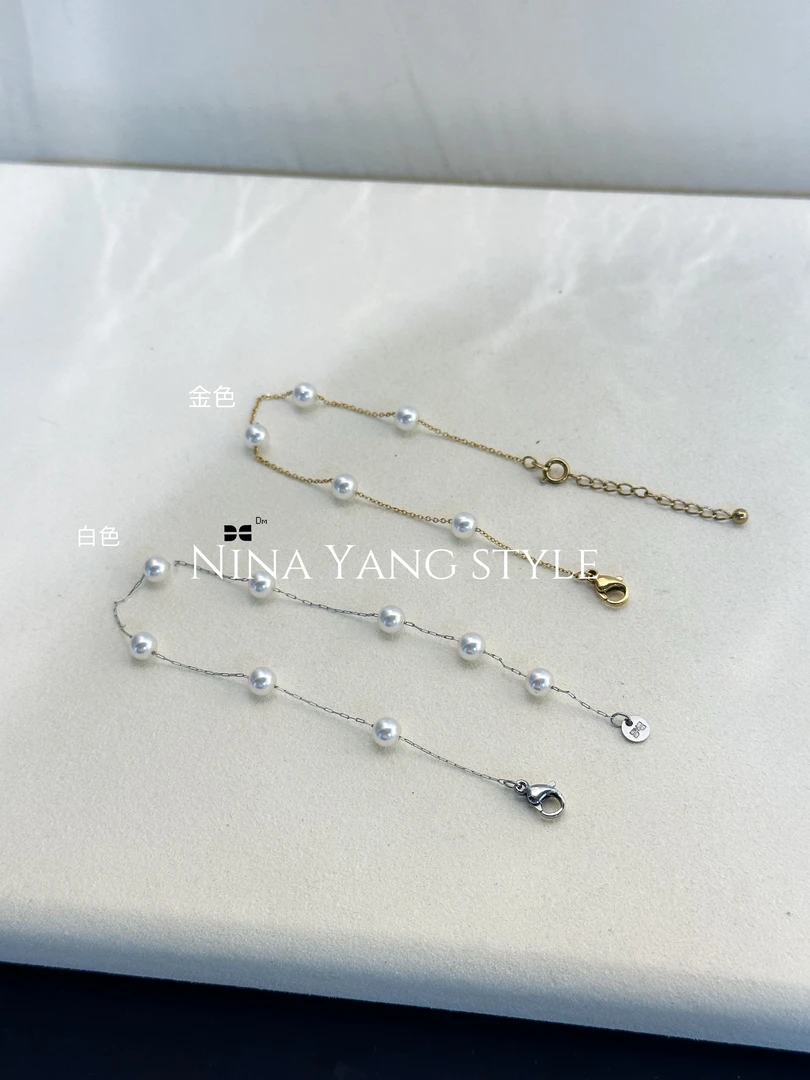 钛钢仿珍珠手链 【金色满天星】百搭气质时尚DMH063