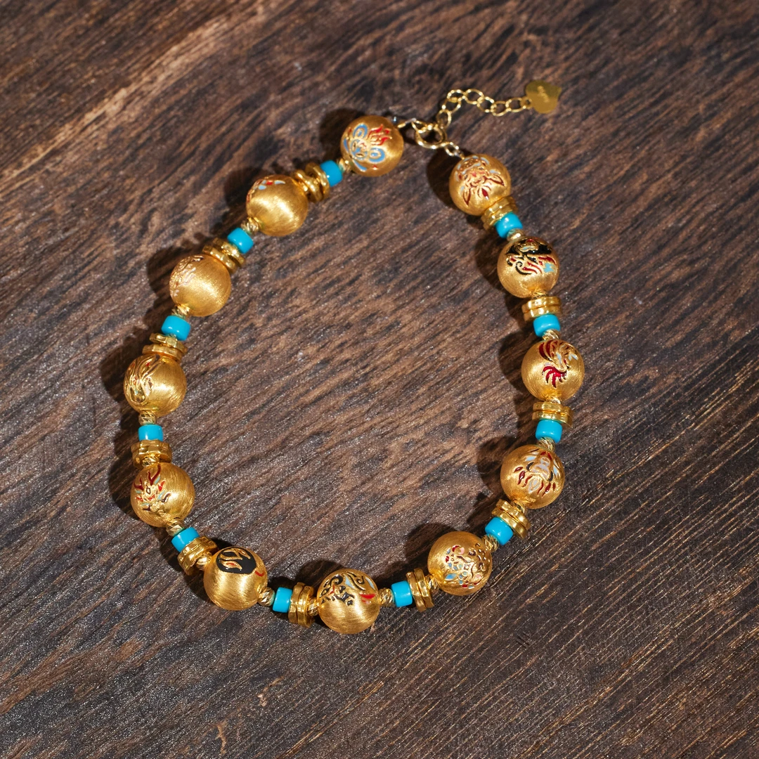 【鸭鸭补贴】（素金）十二生肖手链*18K金镶嵌（加加）（卡8）W7820