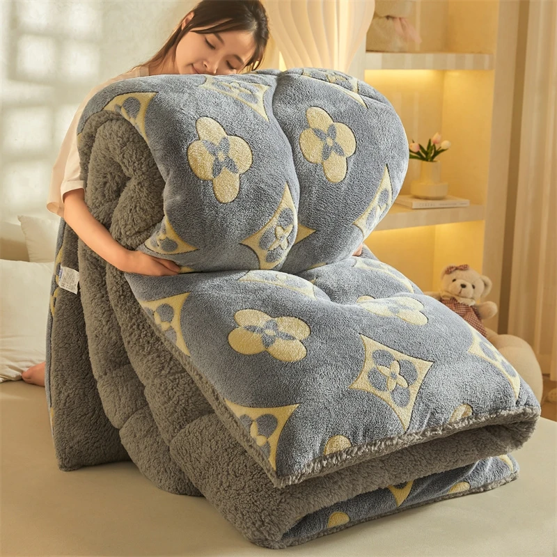 新款雪花绒被子 羊羔绒双面绒冬被 保暖被芯学生宿舍被子加厚绒被