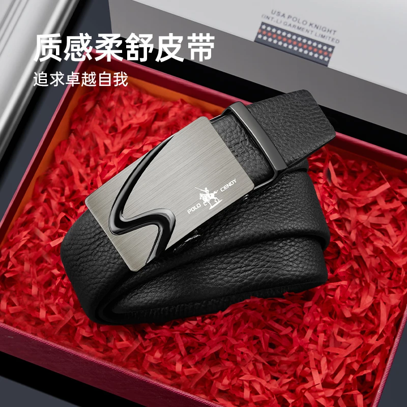 保罗奏町正品男士皮带头层牛皮自动扣高档腰带真皮年轻人商务休闲