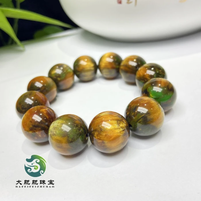 【大肥肥珠宝】C005 鎏金卡20星金钛龙晶血脂手串多样性