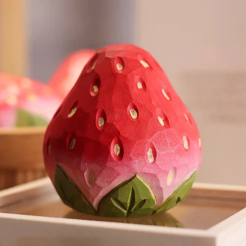 木雕草莓家庭摆件高级感小众饰品客厅轻奢治愈桌面宿舍办公创意