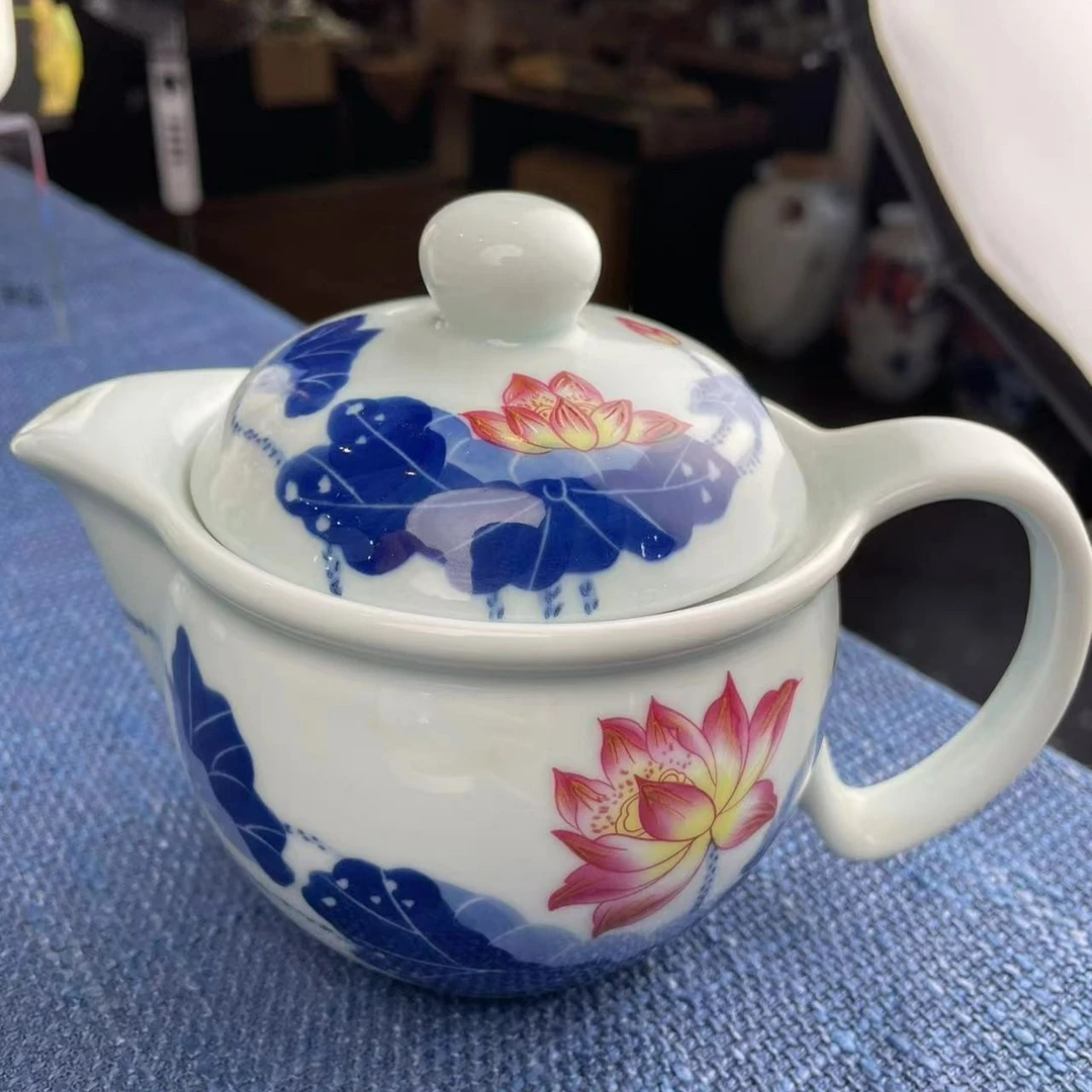 400cc斗彩荷花吉祥壶大容量陶瓷