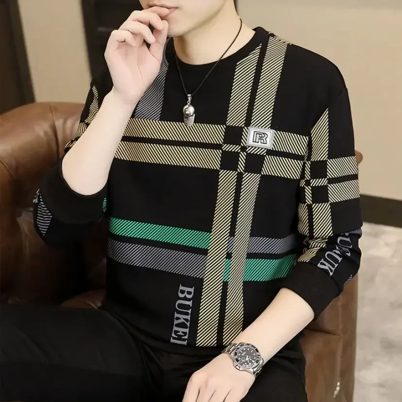 2024秋季新款男士圆领长袖修身韩版潮流春秋季套头百搭爆款卫衣