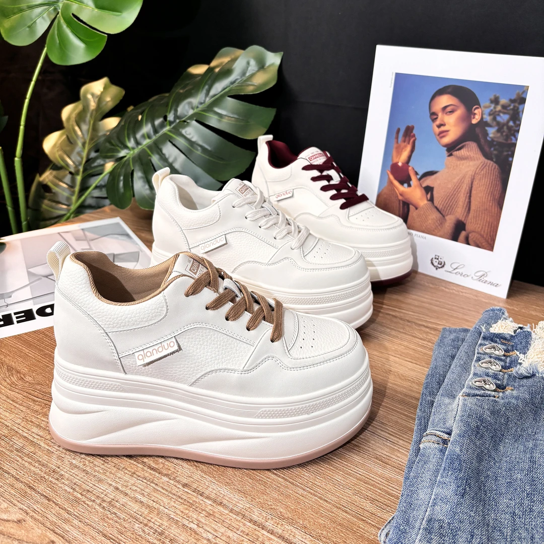 【增高8cm】2024秋冬新款百搭小白鞋女防滑轻便厚底运动休闲鞋子潮