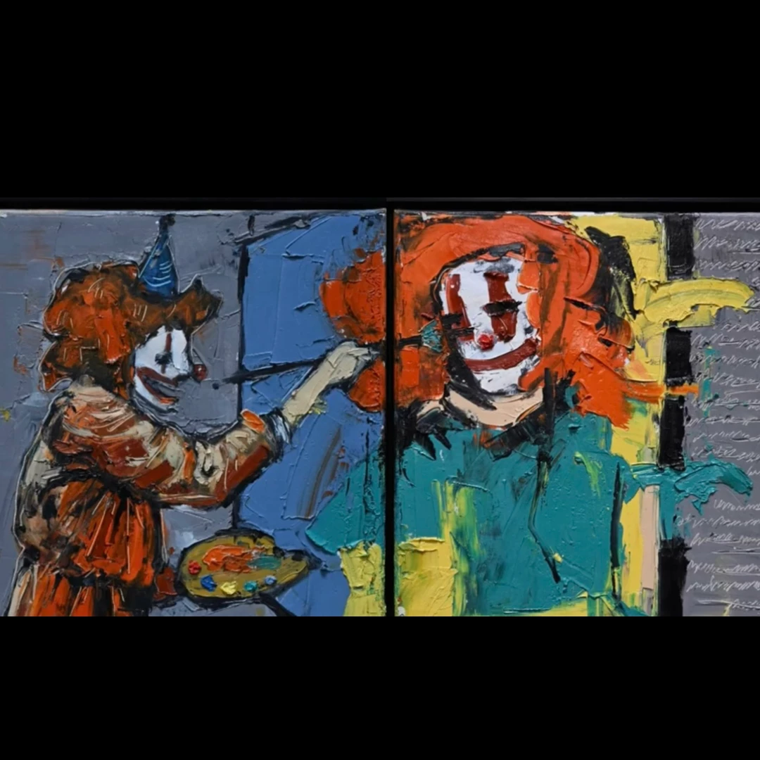 预售《小丑在画小丑》收藏级艺术微喷复刻版画 限量500份 30cm*30cm