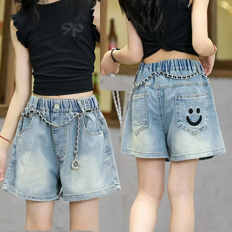 女童牛仔短裤夏装2024新款洋气夏季时尚百搭裤子中大童外穿热裤潮
