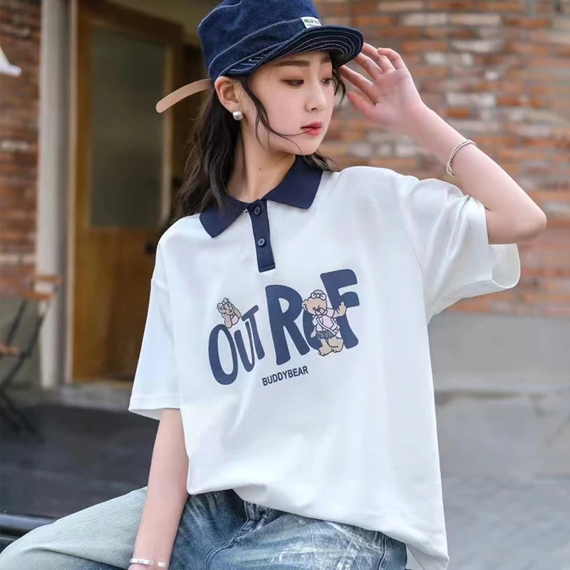 女童t恤短袖宽松夏季2024新款儿童polo衫上衣女大童休闲穿搭夏装