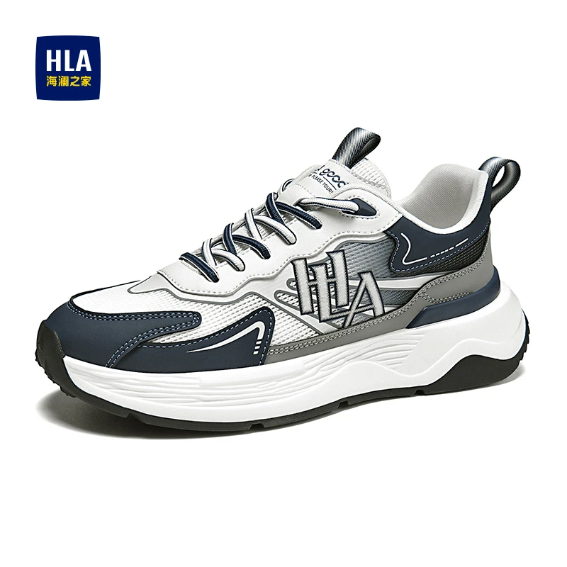 HLA/海澜之家男鞋2025秋冬新款舒适增高软底休闲鞋网面透气运动鞋