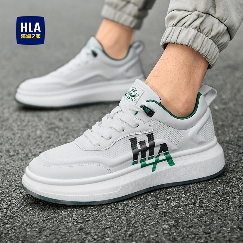 HLA/海澜之家2025夏季时尚百搭夏季潮鞋男士白色厚底潮流休闲鞋子