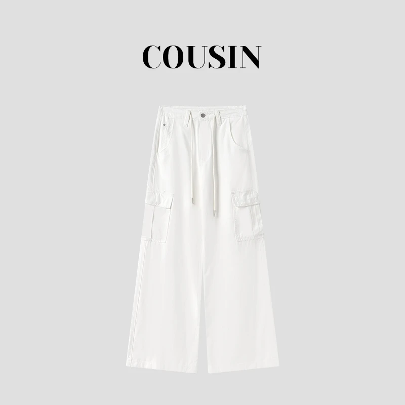 D.cousin 大表姐 夏季百搭休闲宽松抽绳工装阔腿裤子 88802