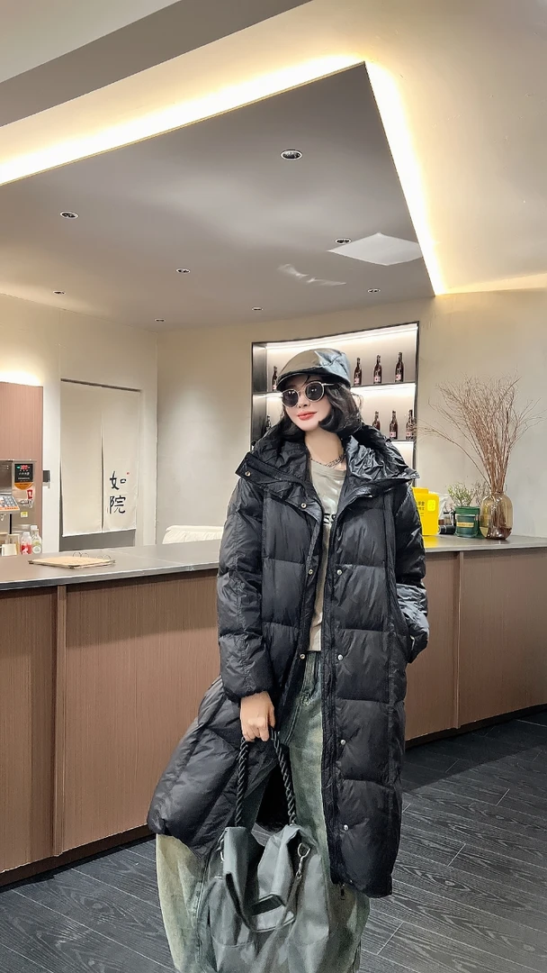 300斤无压力大码连帽长款7908胖妹妹冬季棉服外套