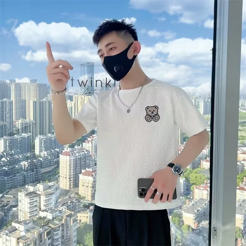 日系短袖T恤男夏季新款潮流印花圆领上衣ins潮牌宽松半袖T恤