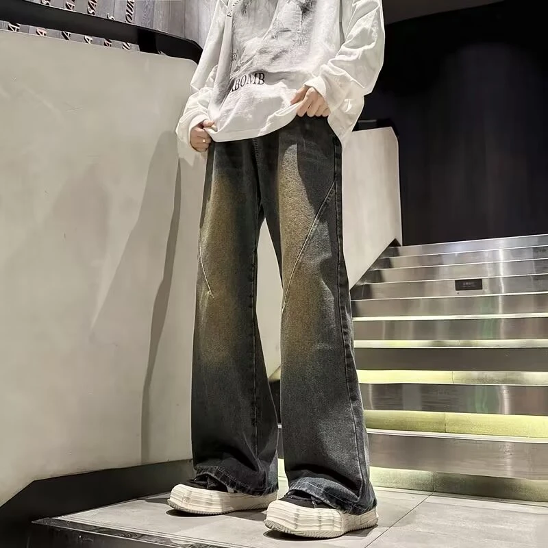 复古牛仔裤2024秋冬潮男潮牌高街宽松直筒长裤子男款垂感阔腿