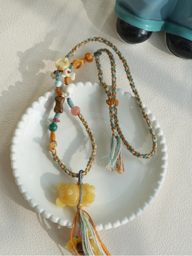 天然俄料蜜蜡小熊奶糖蜡质复古配色