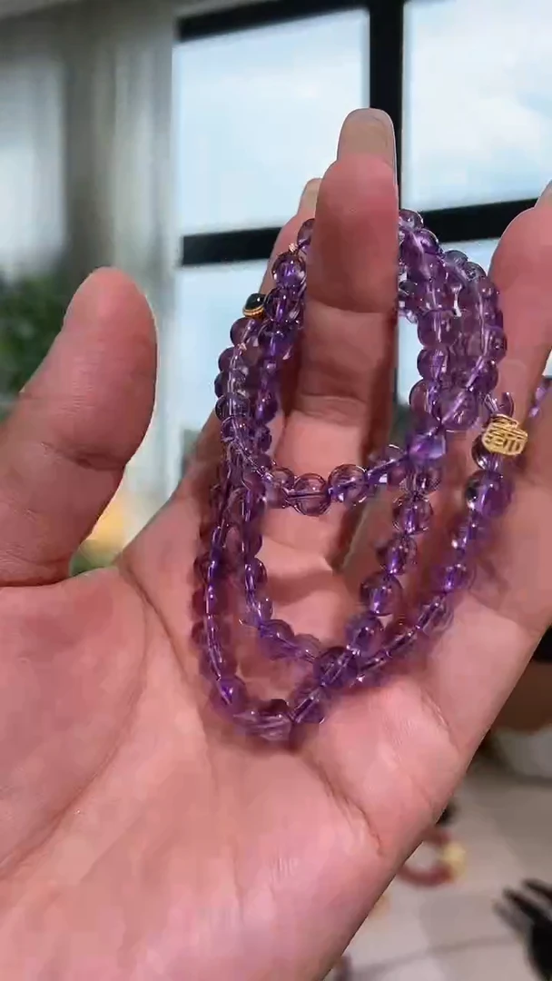 【闪购商品】紫晶手链18K金镶嵌天然紫水晶