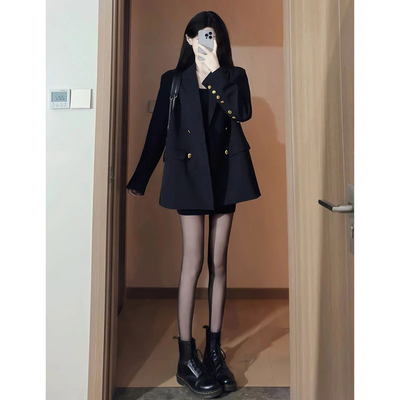 小西装春秋气质黑色西服女韩版显瘦小个子设计感名媛百搭外套上衣