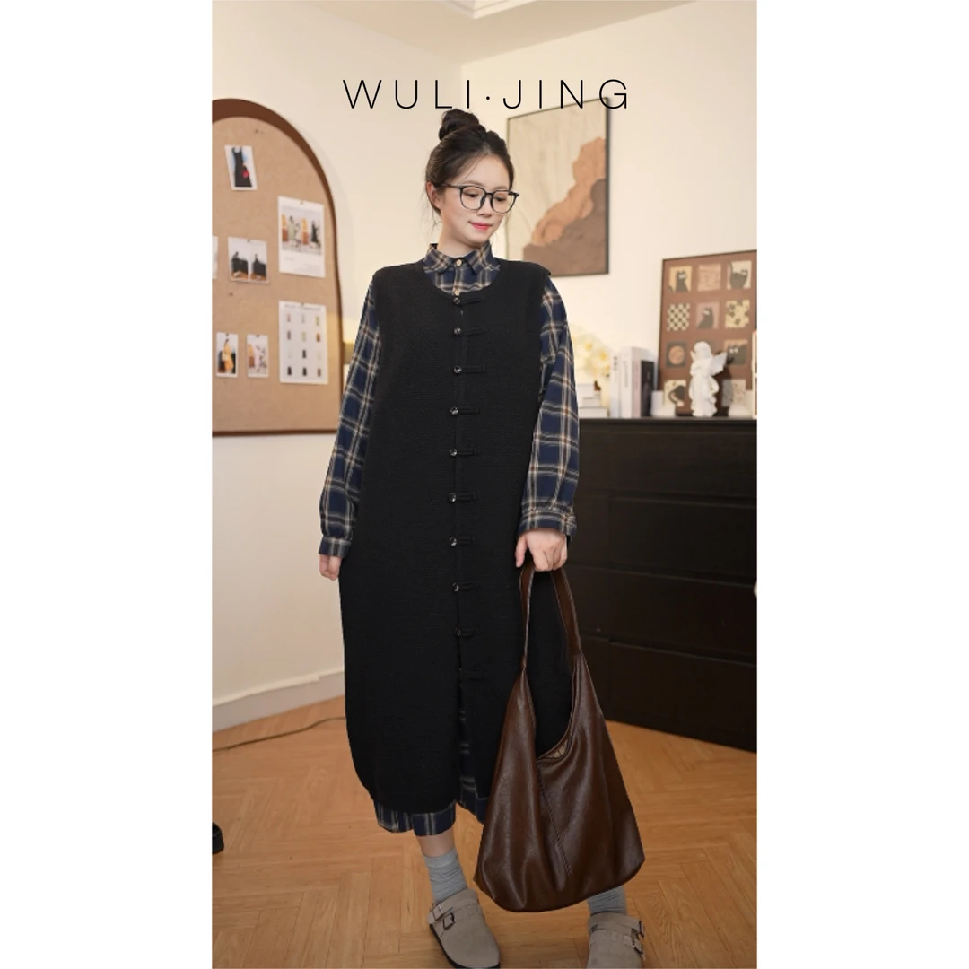 【下午茶】慵懒风毛线裙宽松软糯百搭背心连衣裙