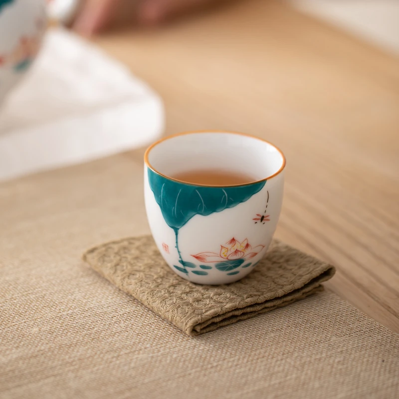 茶具手绘主人小茶杯喝茶单个人专用品茗杯瓷器陶瓷高端功夫茶碗