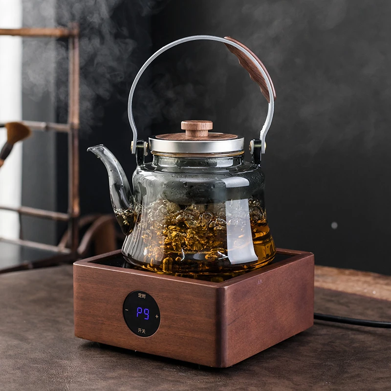 家用胡桃木电陶炉煮茶器具套装全套中式蒸煮泡茶炉耐高温玻璃烧水