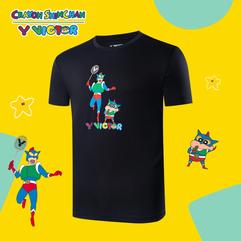 VICTOR威克多胜利羽毛球服T-402/T-403CS蜡笔小新联名系列T恤速干