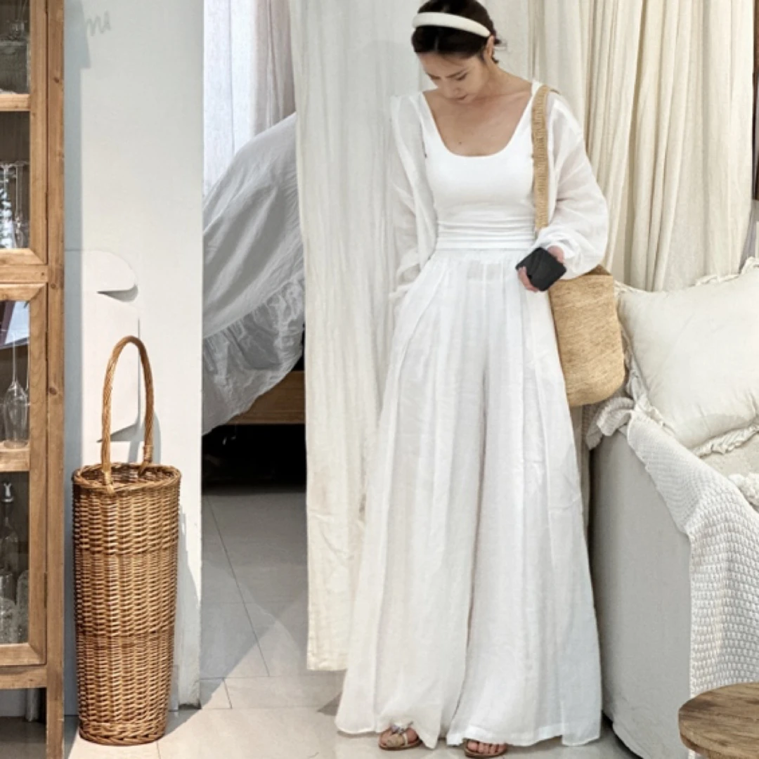 muli沐里丝丝麻麻阔腿裙裤