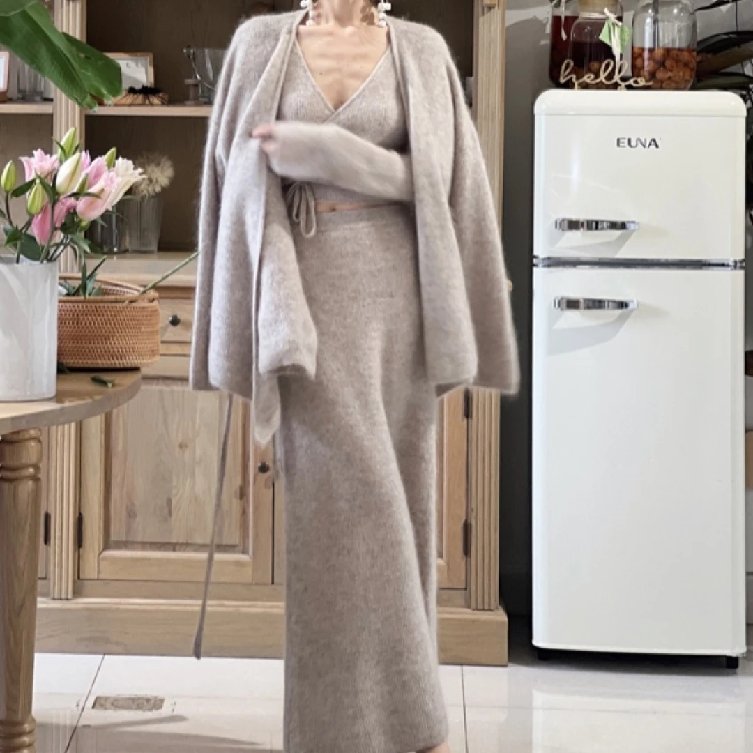 muli针织毛衣气质修身套装