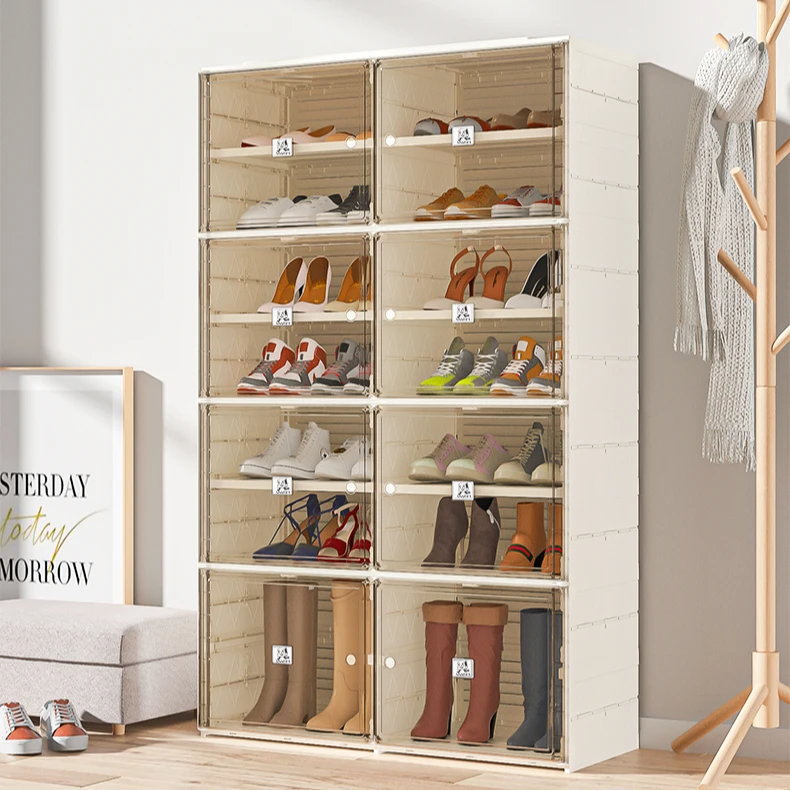 免安装家用折叠鞋柜卧室柜子储物柜透明收纳柜玄关简易防尘鞋盒