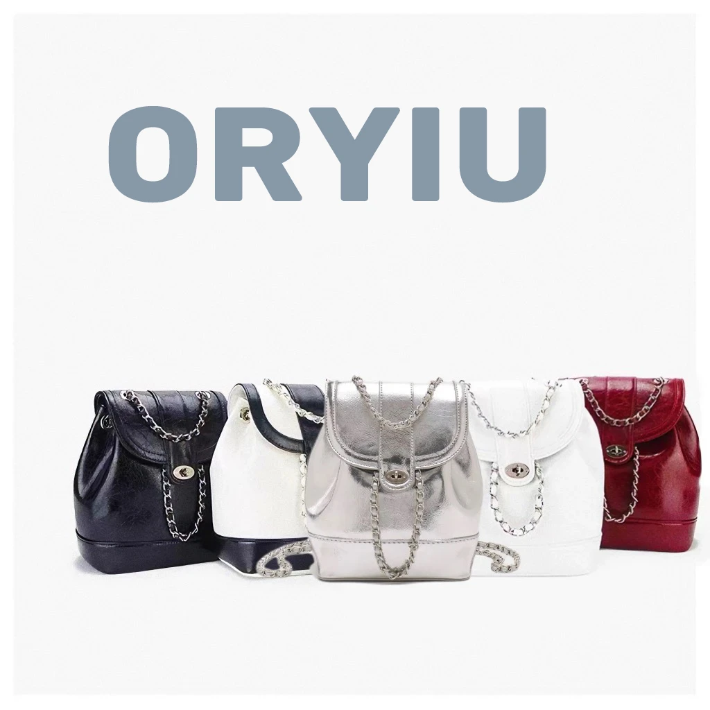 ORYIU 优选【月光岩石】小众高级感双肩包百搭链条油蜡皮小背包潮流