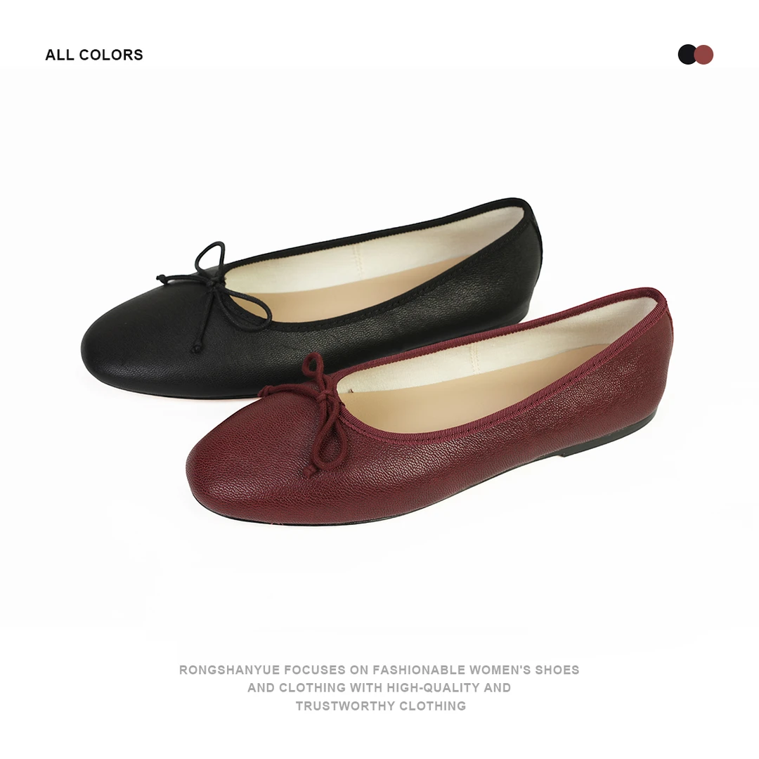 Rongshanyue复古真皮芭蕾舞鞋舒适好穿浅口软底百搭单鞋女 1330