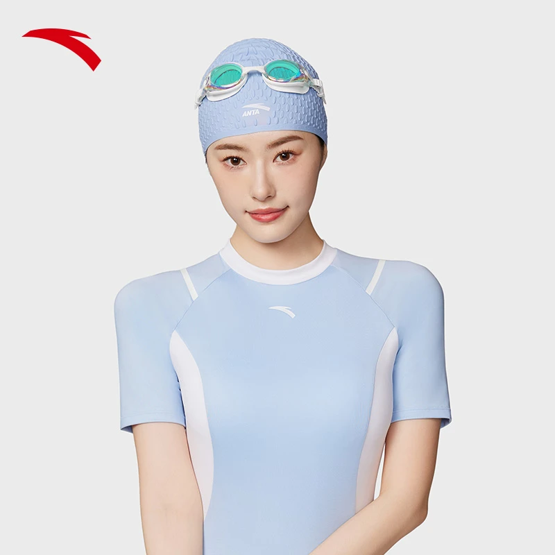 安踏泳帽男女同款新款成人硅胶防滑专业竞速不勒游泳帽1824532725