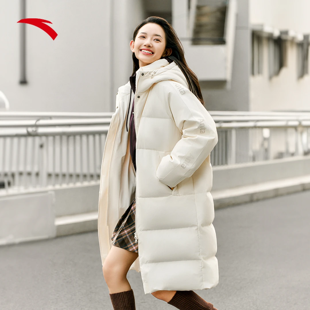 安踏速暖羽绒服丨四防中长羽绒服女冬季保暖鸭绒外套休闲潮流时尚