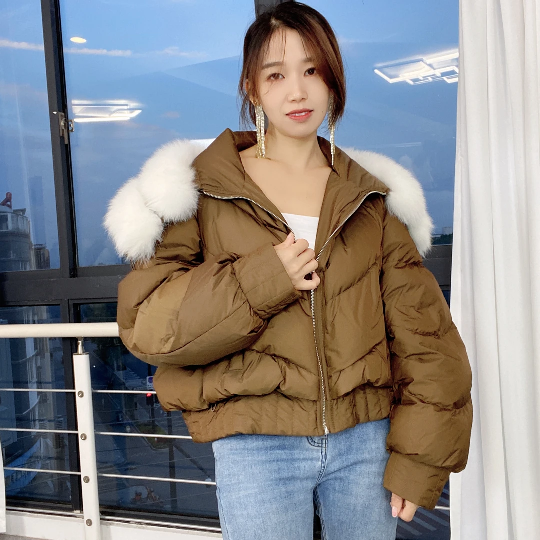(大亿家)“t台超模”新款时尚休闲狐狸毛鹅绒服大毛领冬季简约外套