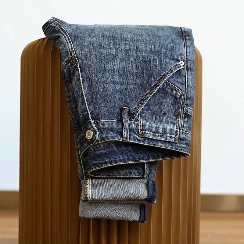 2025新款高端弹力牛仔裤男春秋季修身直筒男裤休闲男士潮流长裤子