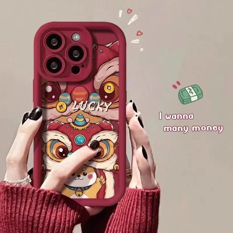 醒狮小狗适用苹果15/14手机壳11iphone13pro女12华为vivo小米oppo