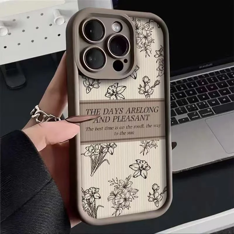 英文线条适用苹果15/14手机壳11iphone13pro女12华为vivo小米oppo